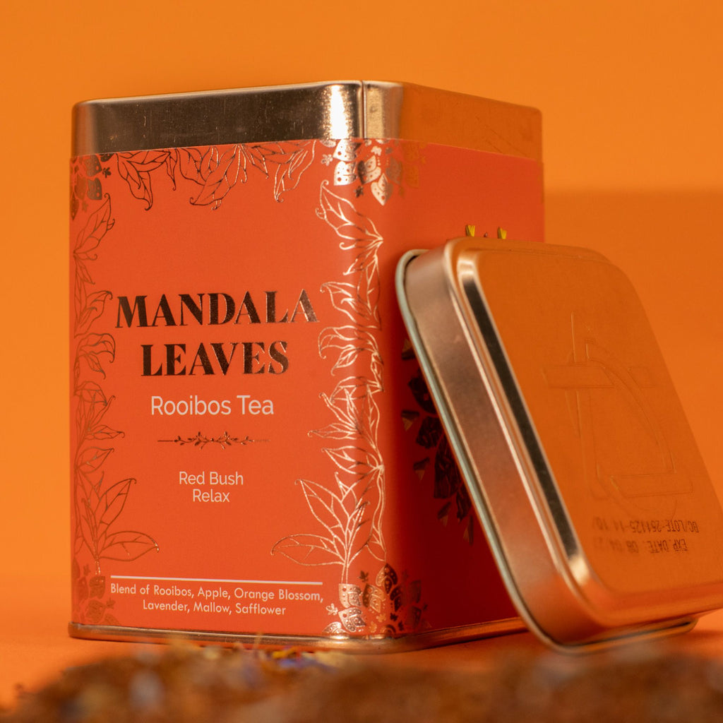Red Bush Relax Tea 50g – Infusion Rooibos Lavande Fleur d’Oranger Valériane | Boîte Métallique