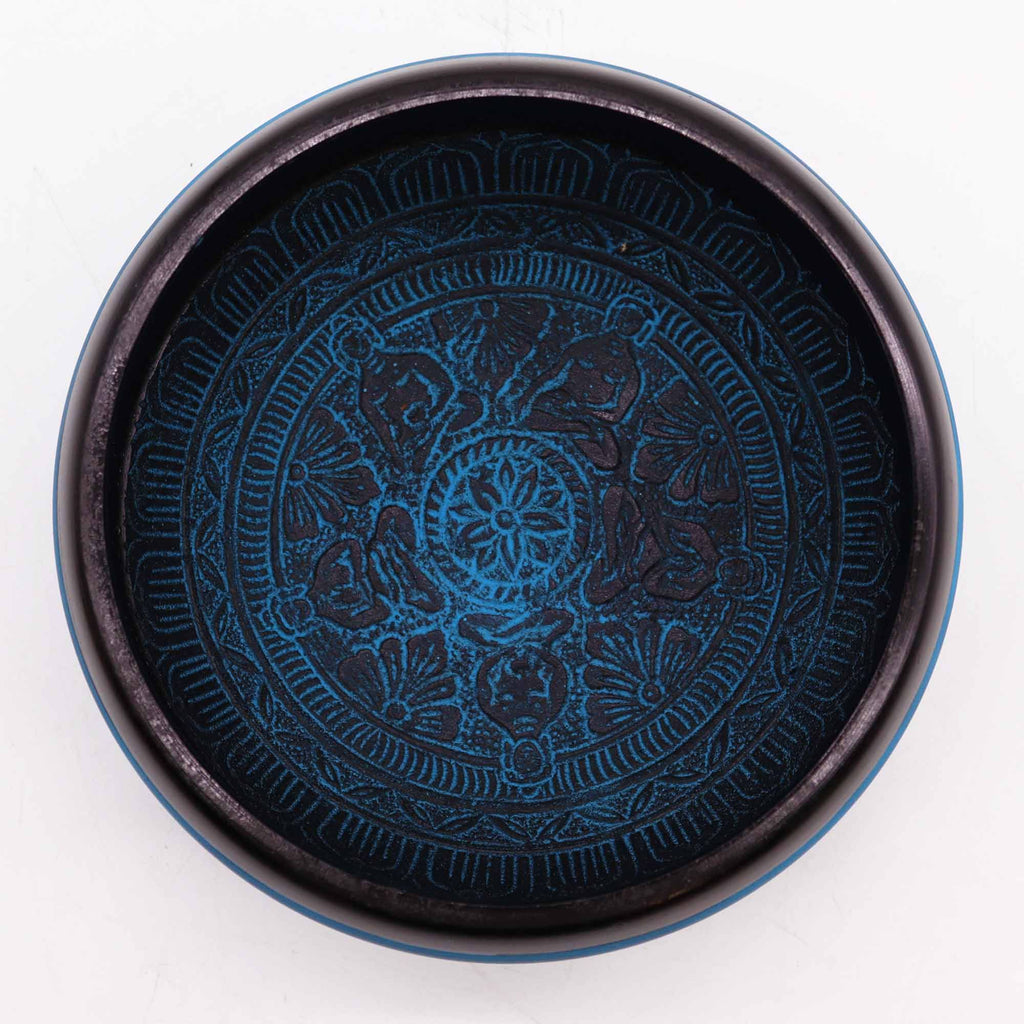 * Bol chantant en poudre de terre – Mantra bleu des cinq Bouddhas – 16 cm