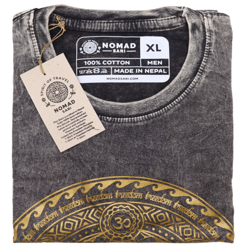 * T-Shirt en Coton Délavé Nomad Sari – Chakra – Gris Foncé – XL