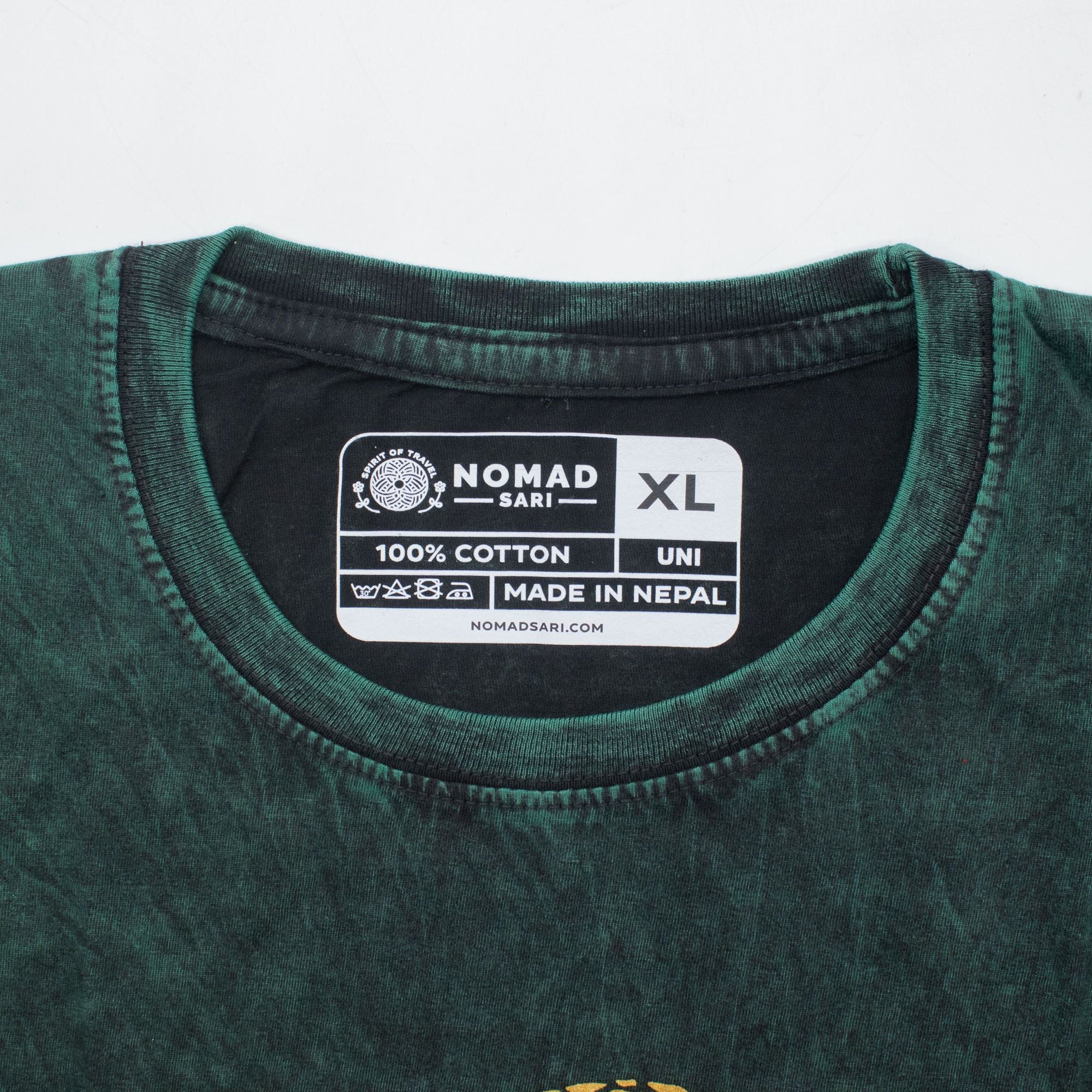 * T-Shirt en Coton Délavé Nomad Sari – Arbre de Vie – Vert – XL