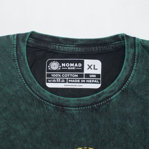 * T-Shirt en Coton Délavé Nomad Sari – Arbre de Vie – Vert – XL