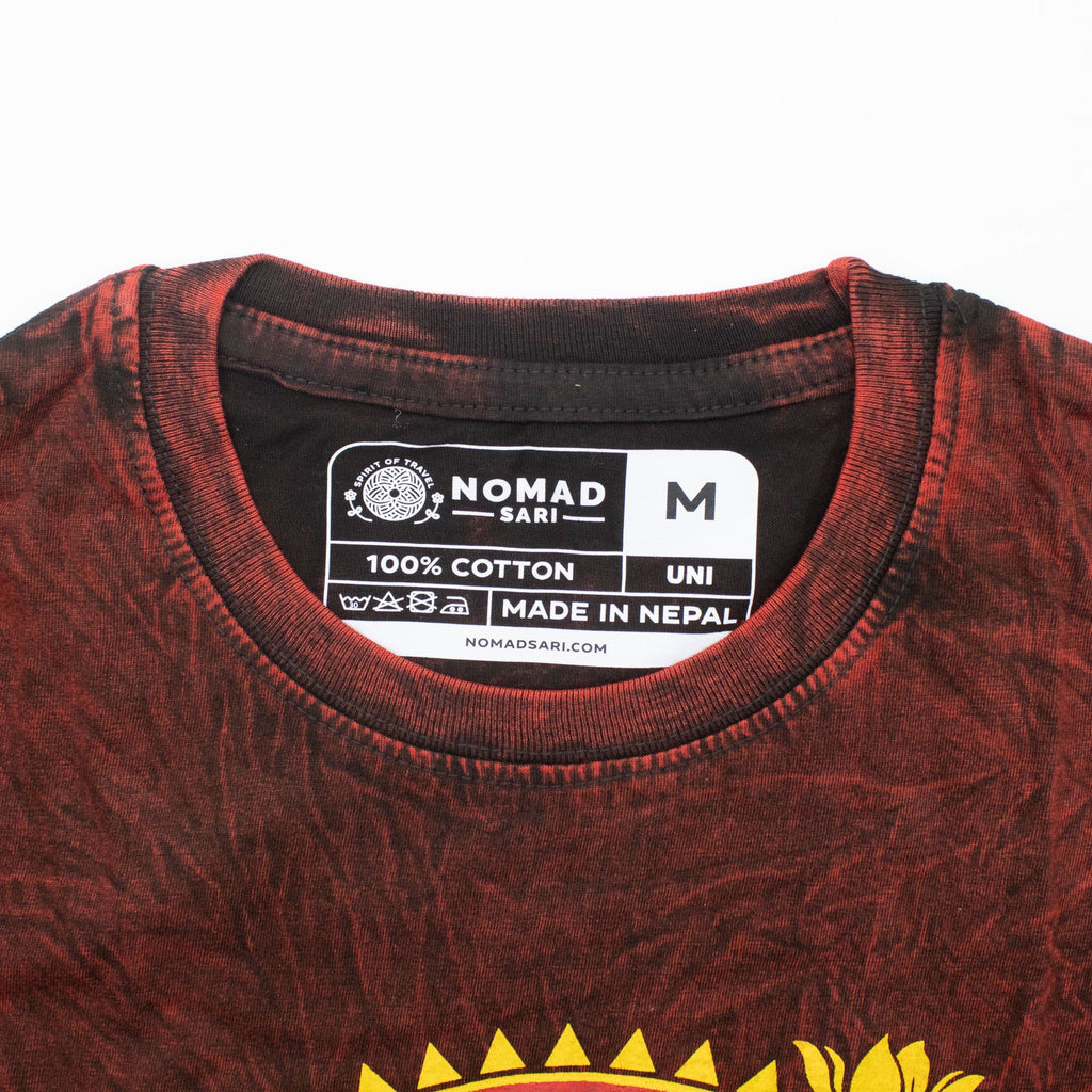 * T-Shirt en Coton Délavé Nomad Sari – Mandala Dragon – Bordeaux – M