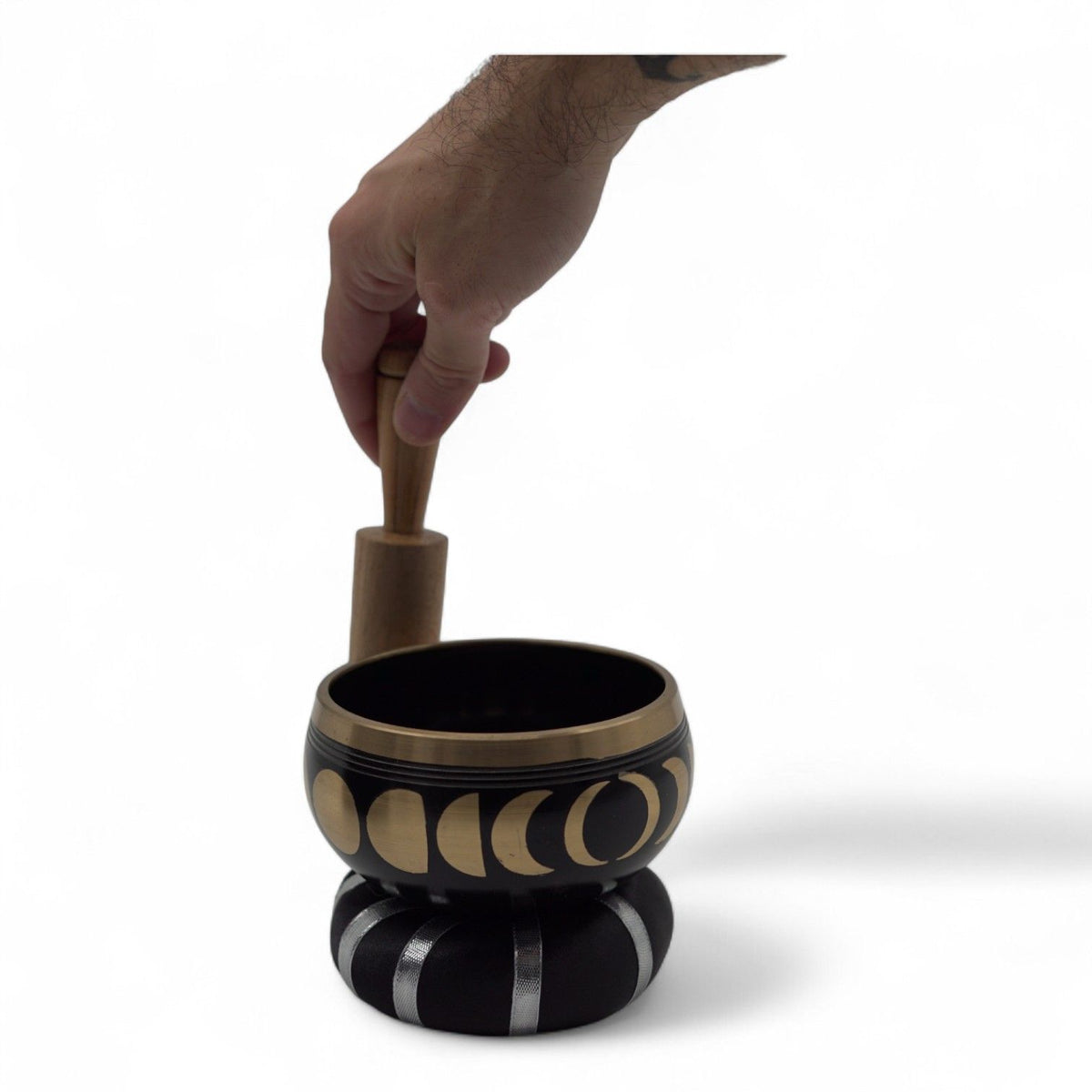 * Coffret de bol chantant noir aux phases lunaires, 10,7 cm