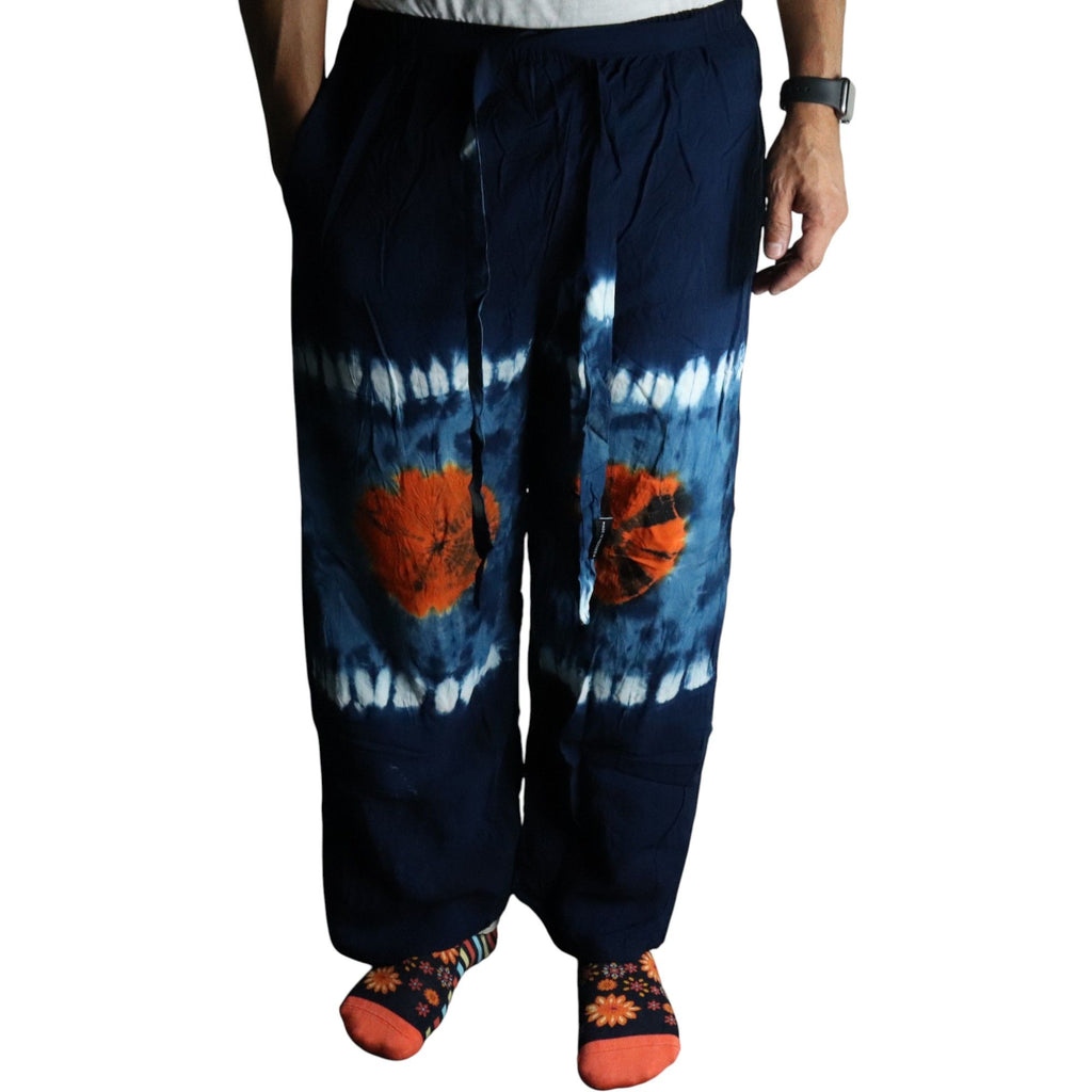 Pantalon de Détente Style Japonais – Bleu Canard & Orange – L