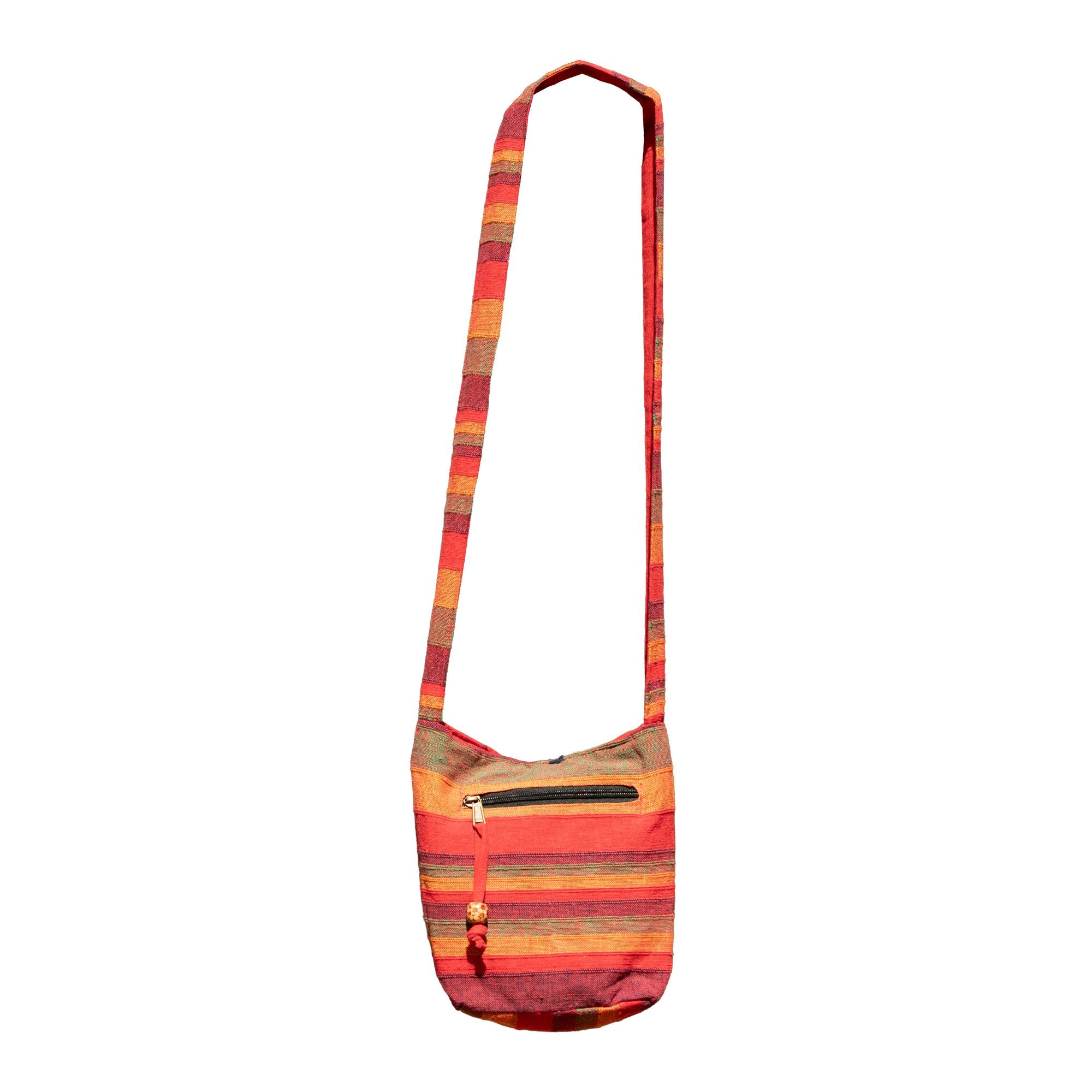 Sac Sling Népalais Orange Lever de Soleil – Format Standard | 21x24x9cm | Artisanal