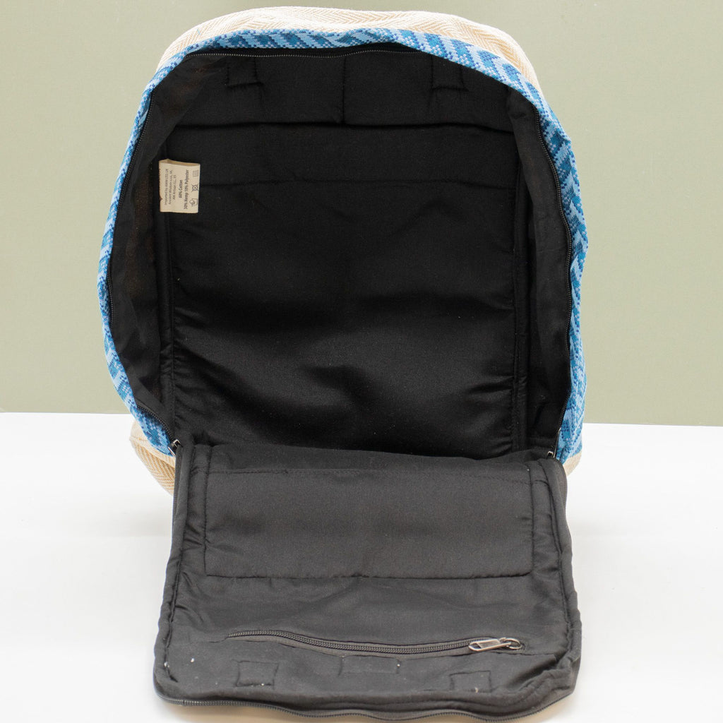 Grand Sac à Dos Katmandou – Motif Dhaka Traditionnel | 39x28x13cm | Artisanal Népal