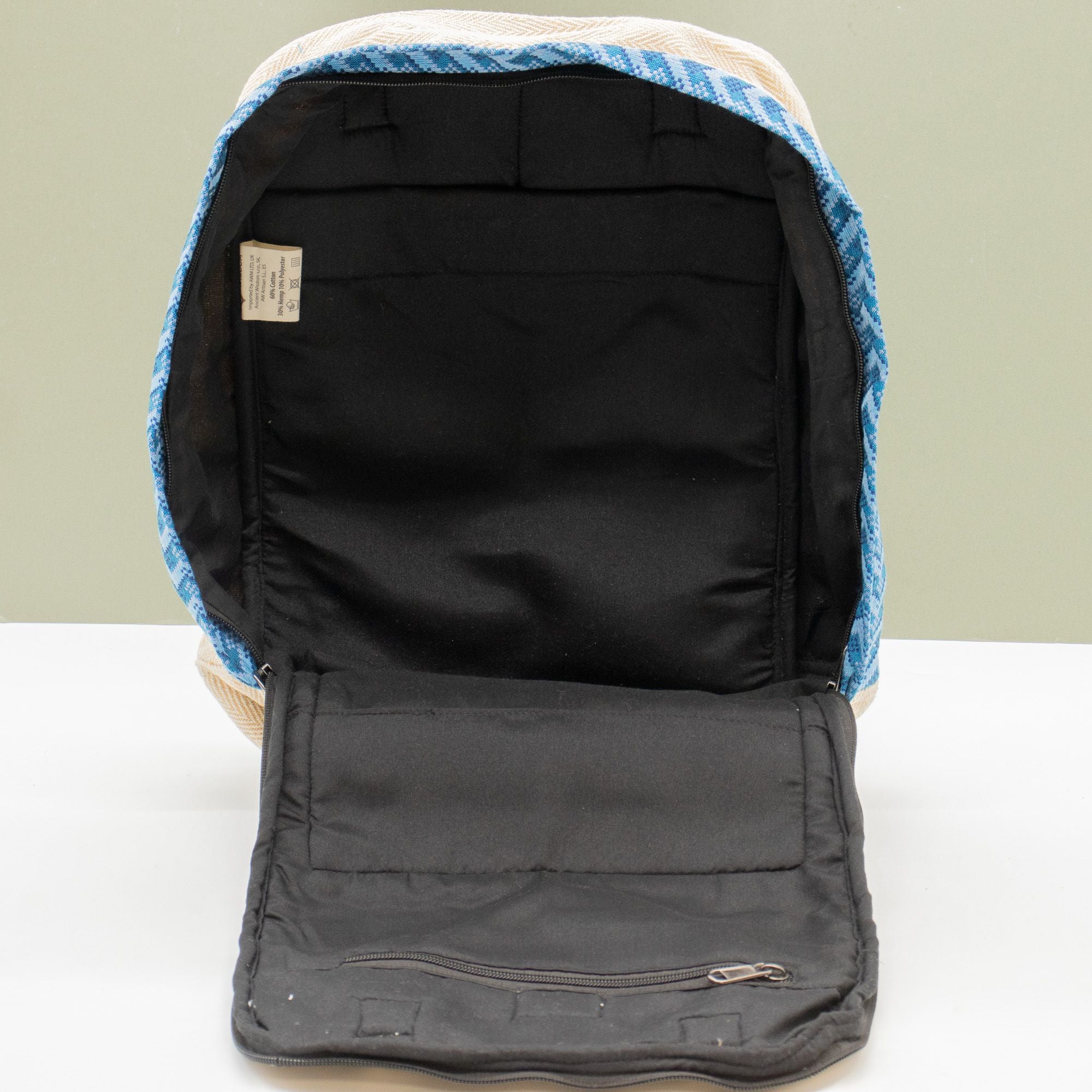Grand Sac à Dos Katmandou – Motif Dhaka Traditionnel | 39x28x13cm | Artisanal Népal