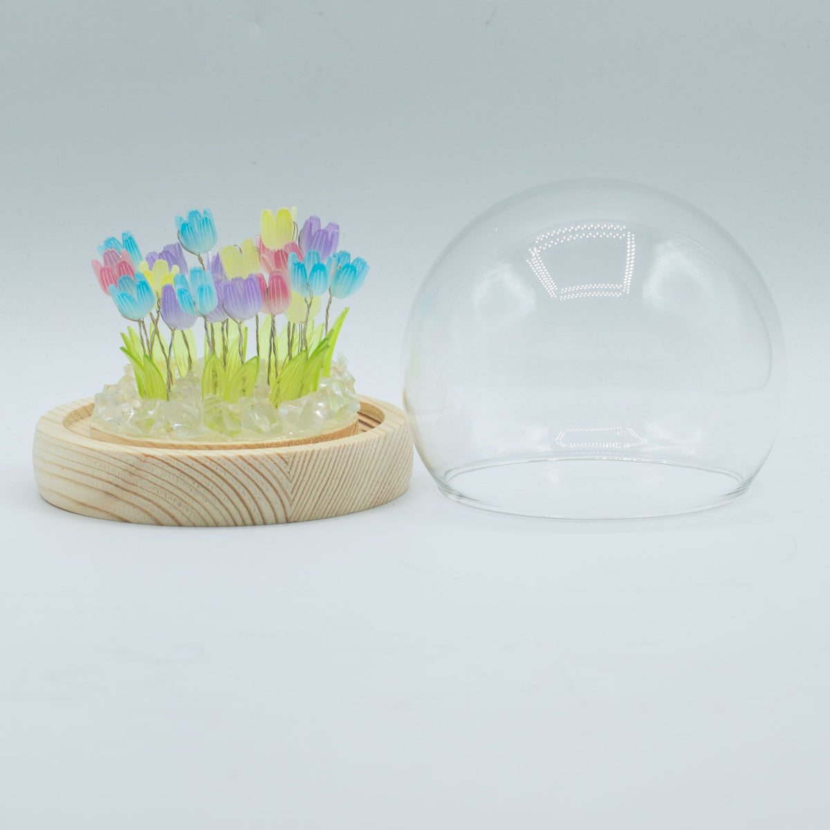 * Dôme floral lumineux – 20 tulipes multicolores, LED USB