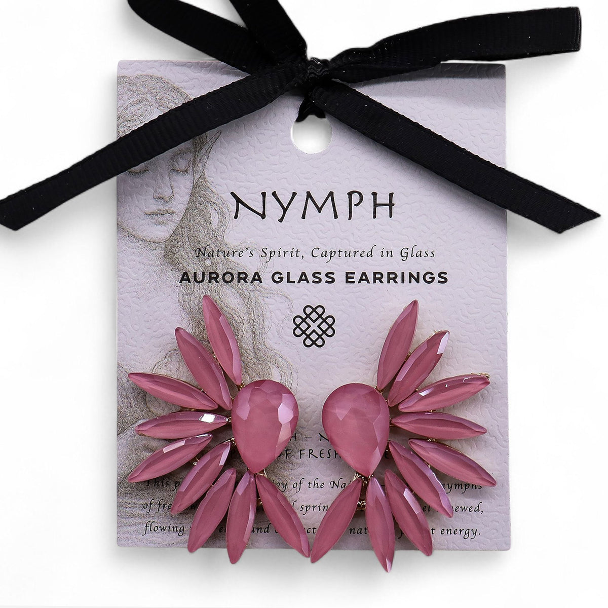 * Boucles d’oreilles ailes d’ange en verre vintage rose pâle