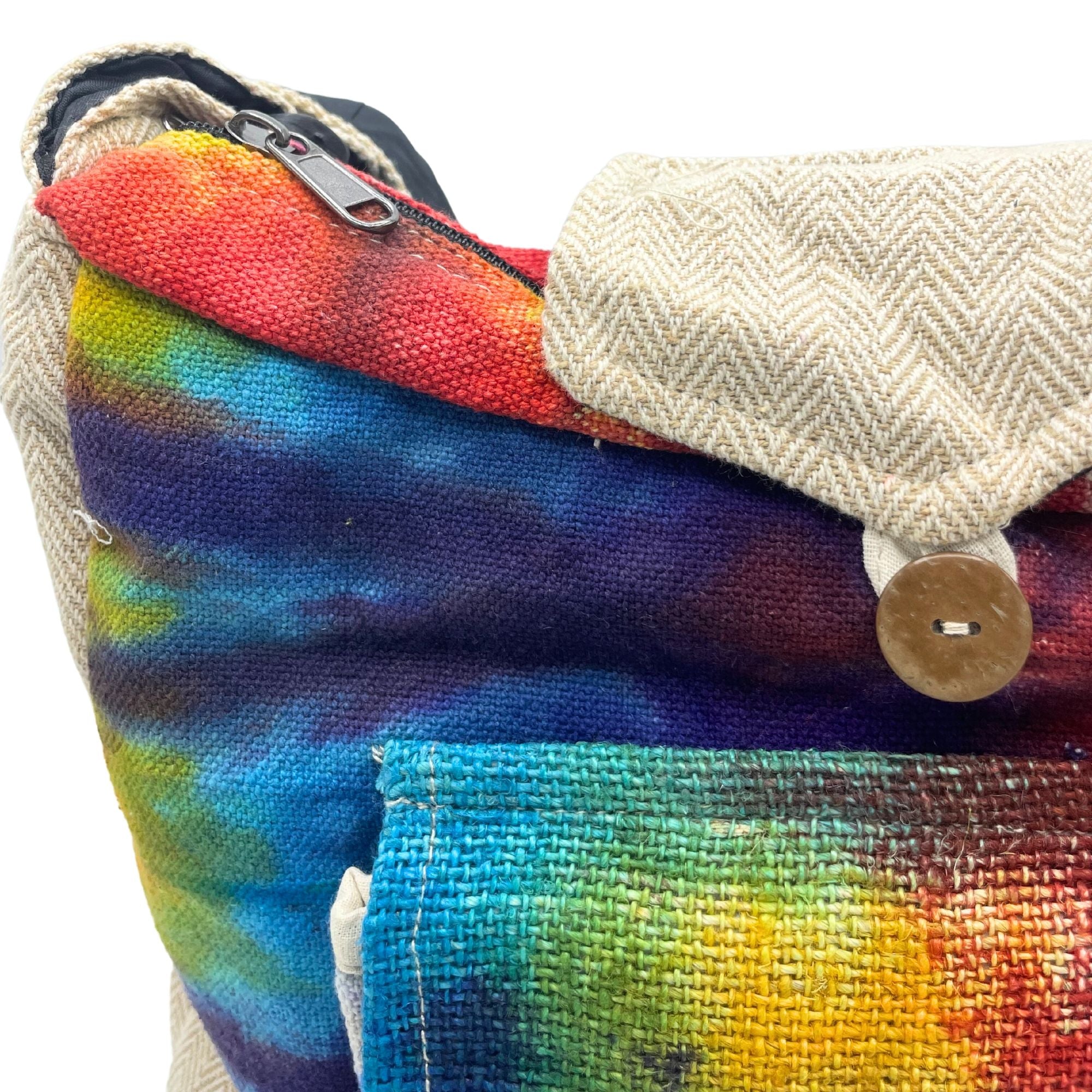 Sac Études Tie-Dye en Chanvre avec Poche Avant – Teinture Artisanale | Fait Main Népal