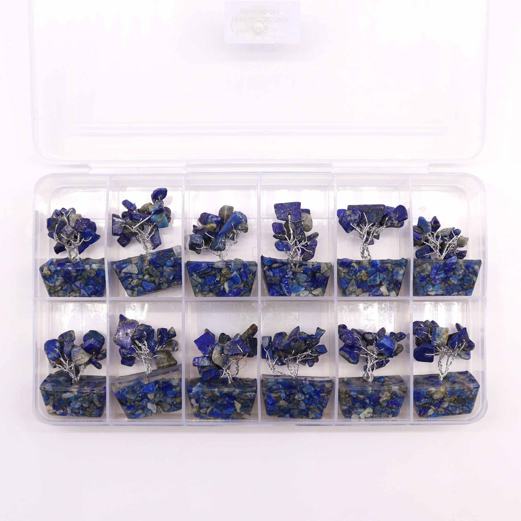 Mini Arbres en Pierres Précieuses sur Base d'Orgonite – Sodalite (15 pierres)