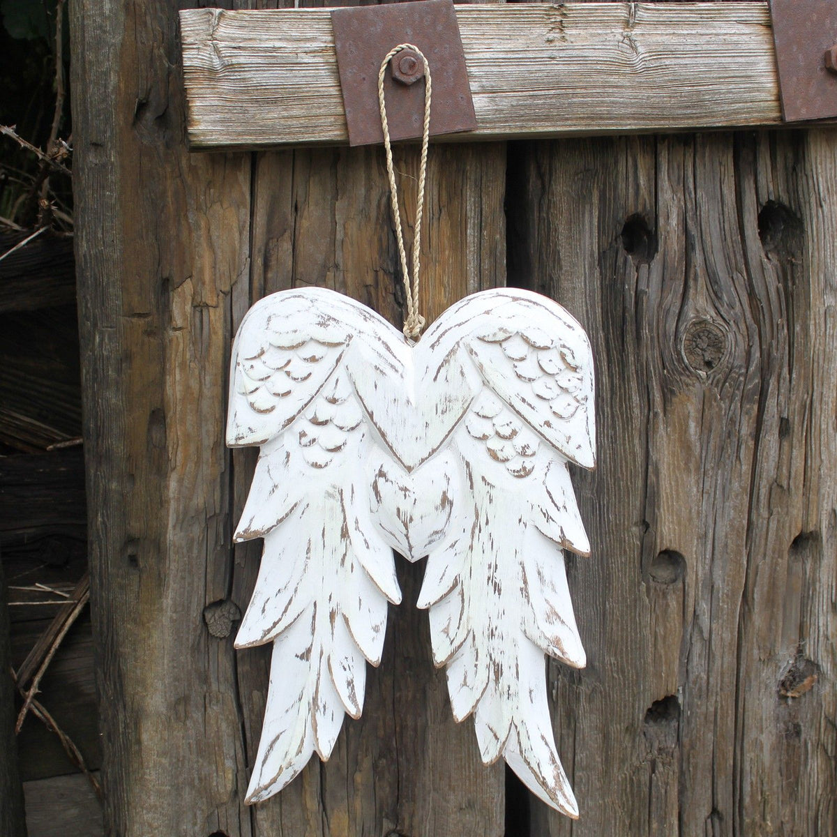 Doubles ailes d’ange sculptées à la main – 31 cm