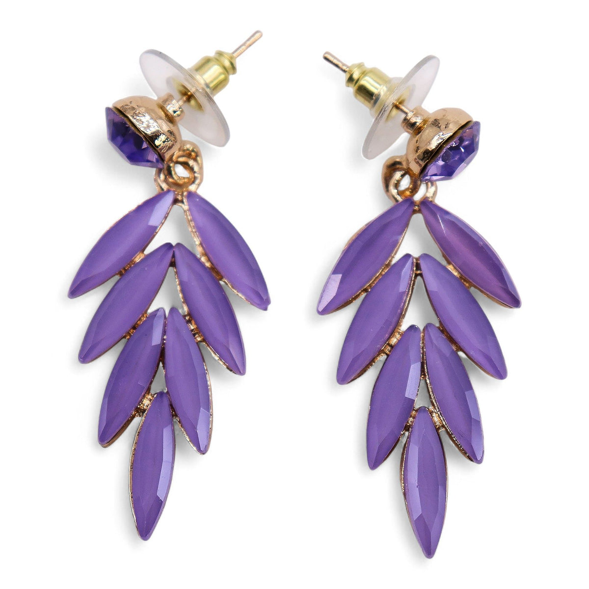 * Boucles d’oreilles fées en verre vintage – Lavande