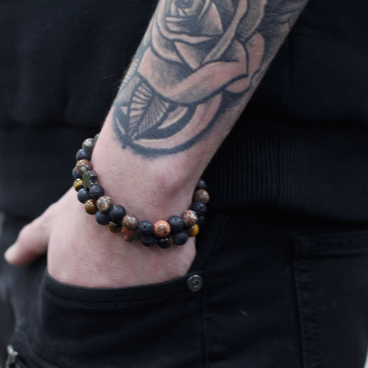 Lot de 2 bracelets d’amitié « Amour » en améthyste et quartz rose
