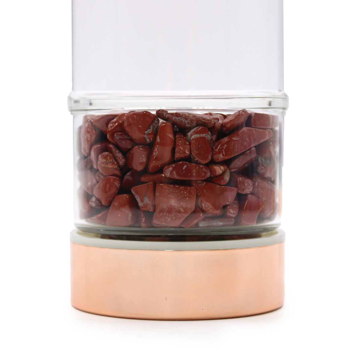 * Bouteille à thé en verre avec infuseur et jaspe rouge – Or rose – 500 ml