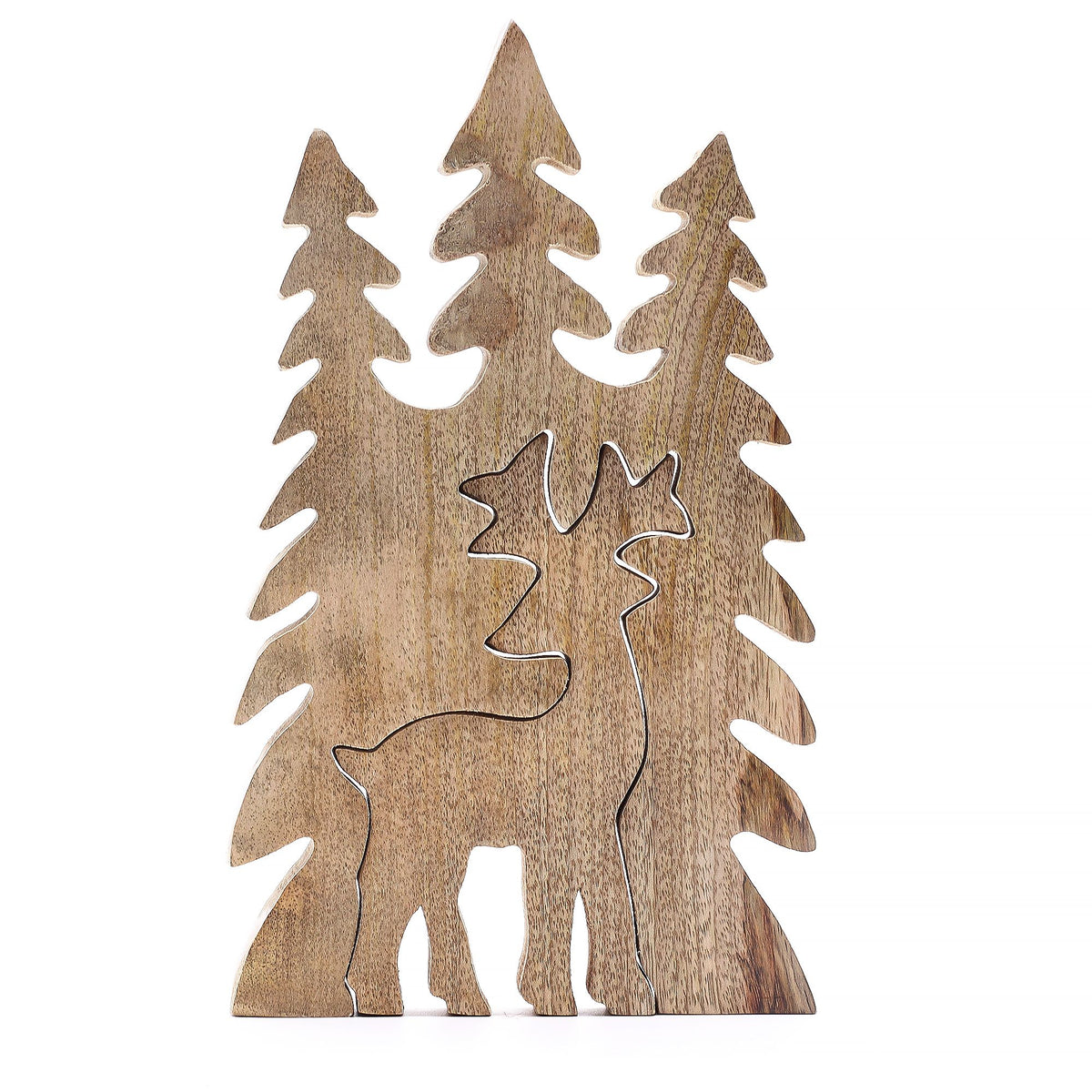 * Perdu dans la forêt – Décoration en bois 3D Cerf dans la forêt – 25 × 15 cm