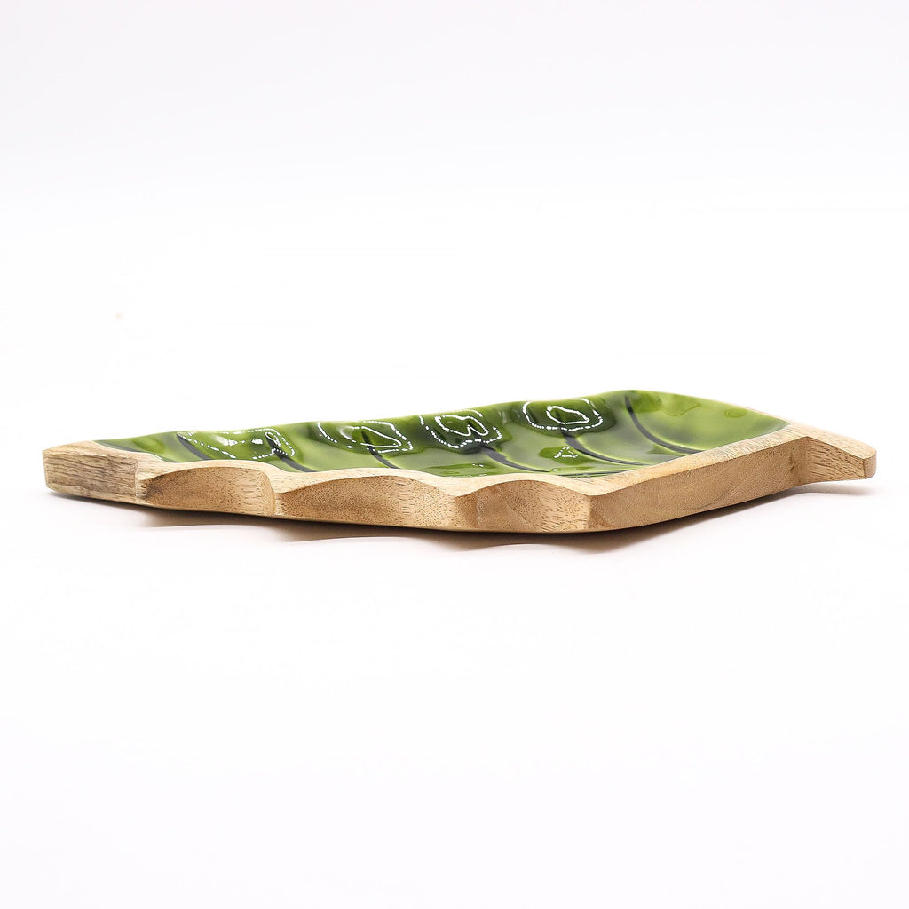 * Perdu dans la forêt – Bol en bois émaillé en forme de feuille – 33 × 17 cm