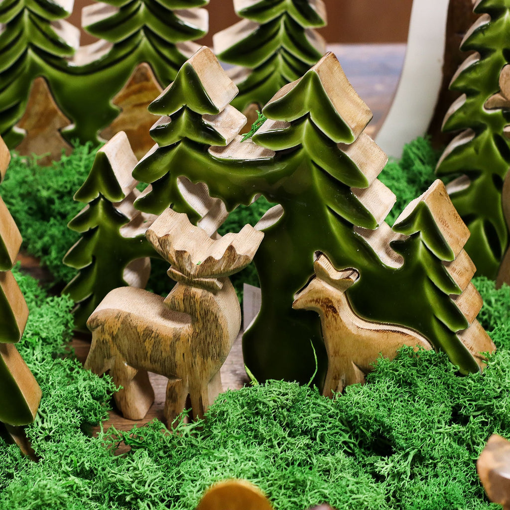* Perdu dans la forêt – Décoration en bois 3D à deux cerfs – 18 × 23 cm