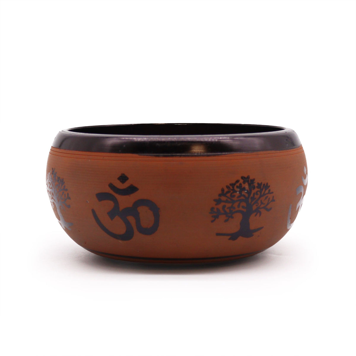 * Bol chantant en poudre de terre – Bouddha Om, teinte argile – 16 cm