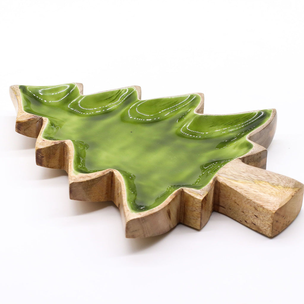 * Perdu dans la forêt – Bol en bois émaillé en forme de sapin – 25 × 19 cm
