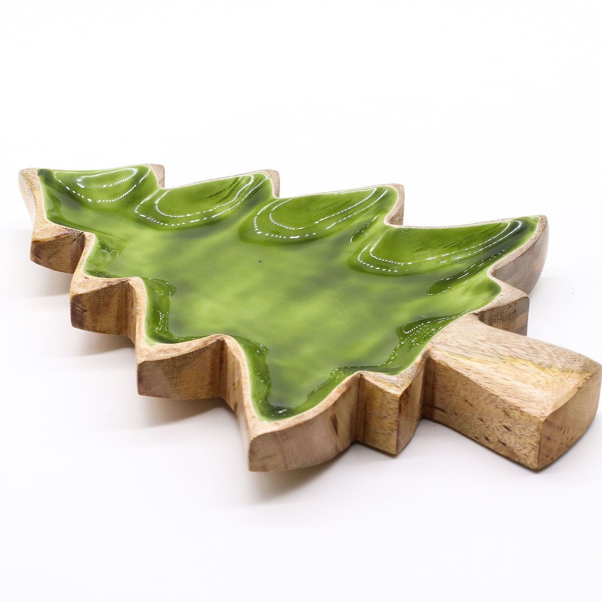 * Perdu dans la forêt – Bol en bois émaillé en forme de sapin – 25 × 19 cm