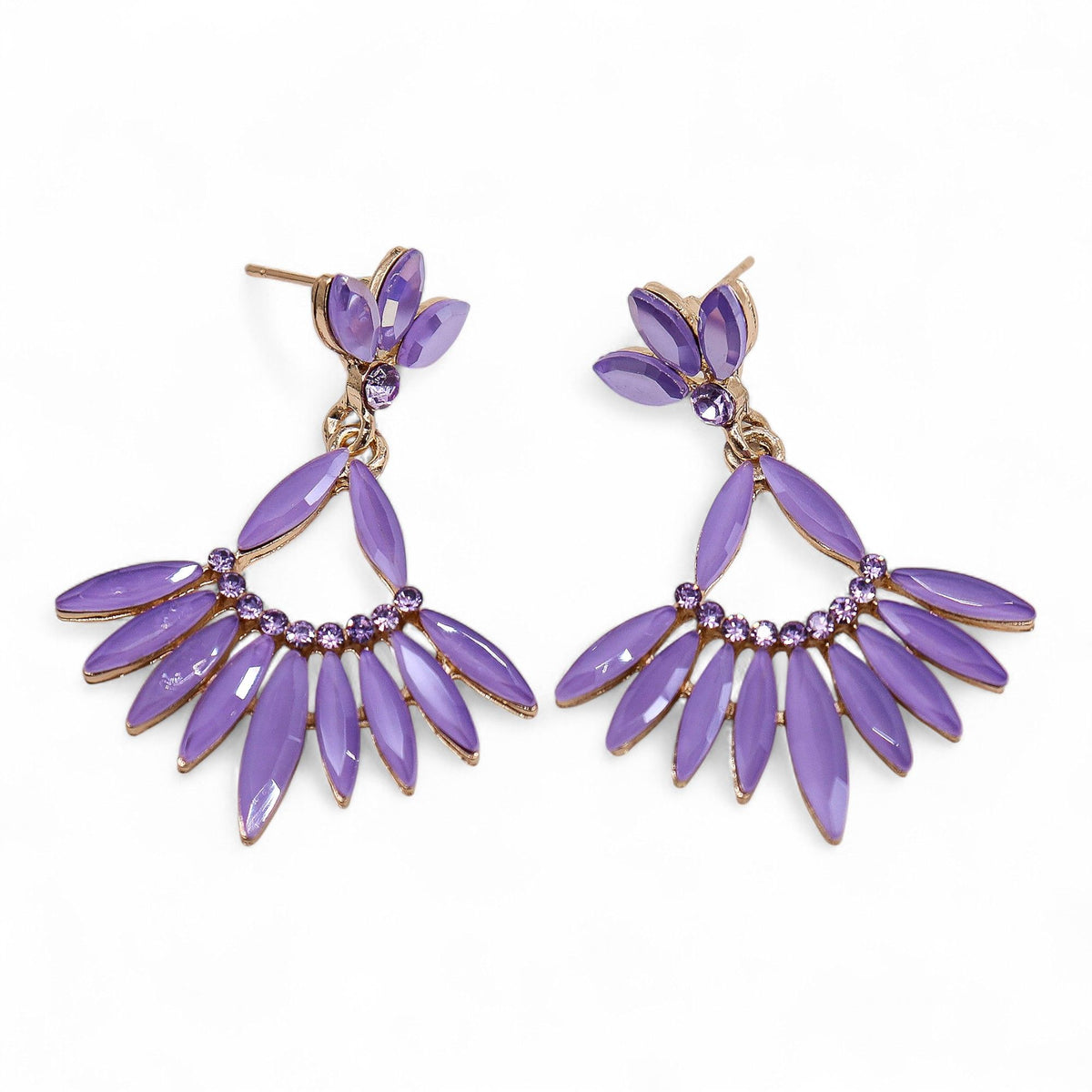 * Boucles d’oreilles longues pendantes en verre vintage – Lavande