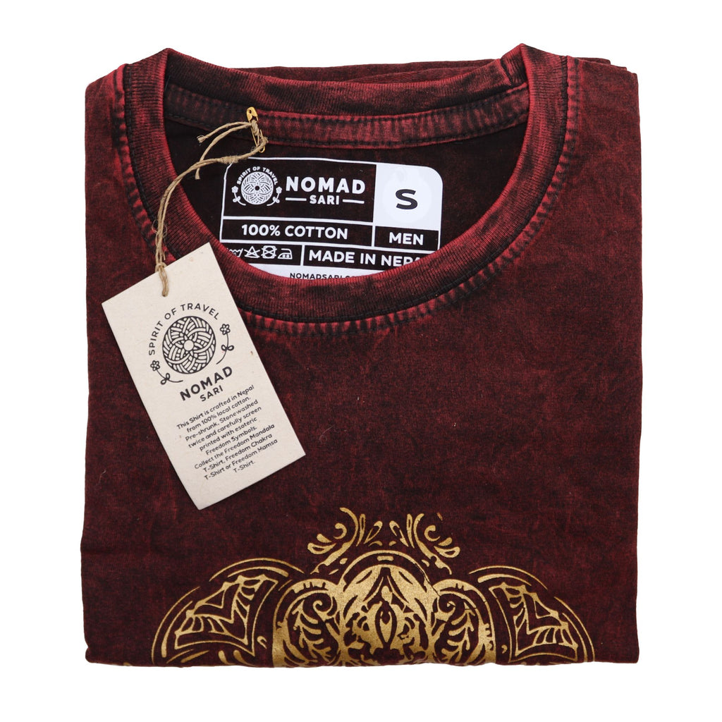 * T-Shirt en Coton Délavé Nomad Sari – Hamsa – Bordeaux – S