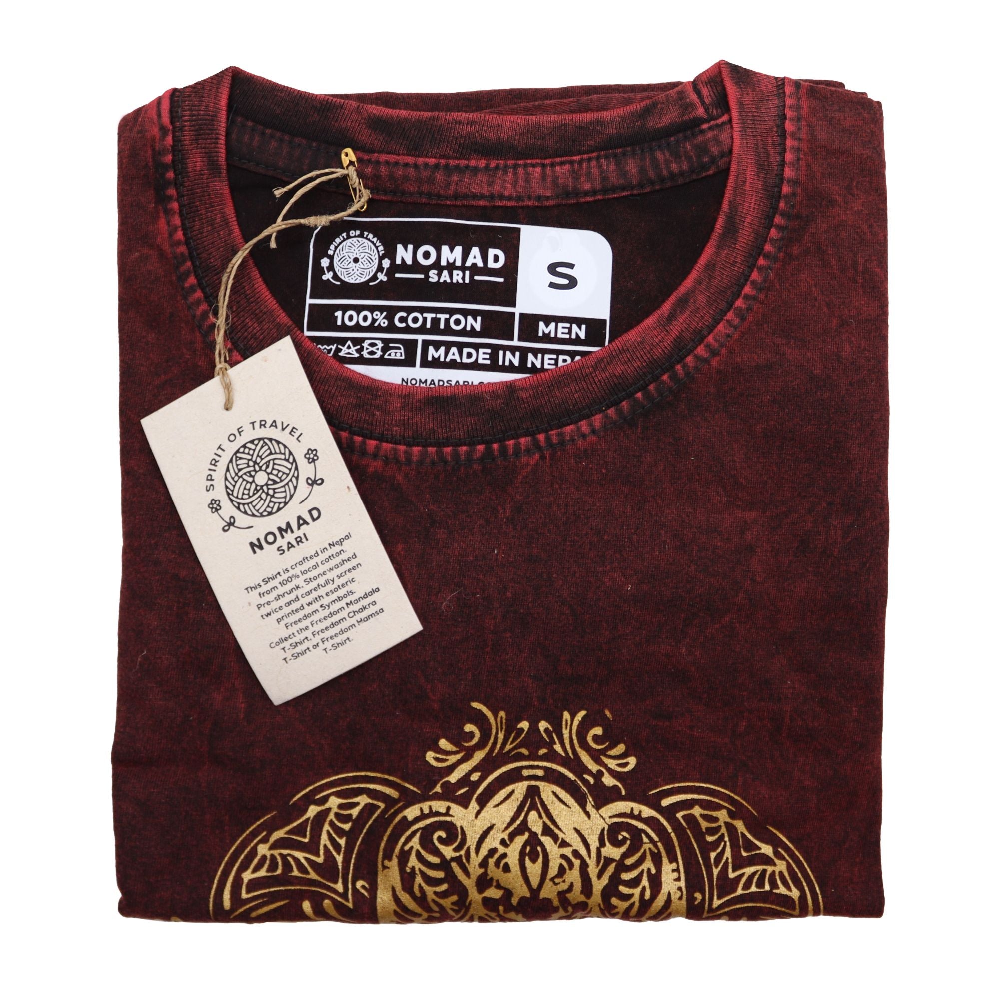 * T-Shirt en Coton Délavé Nomad Sari – Hamsa – Bordeaux – S