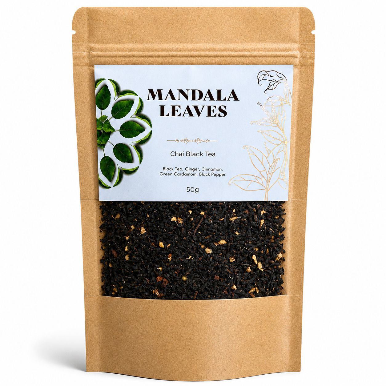 Thé Noir Chai Bio 50g – Gingembre Cannelle Cardamome Poivre Noir | Sachet Artisanal