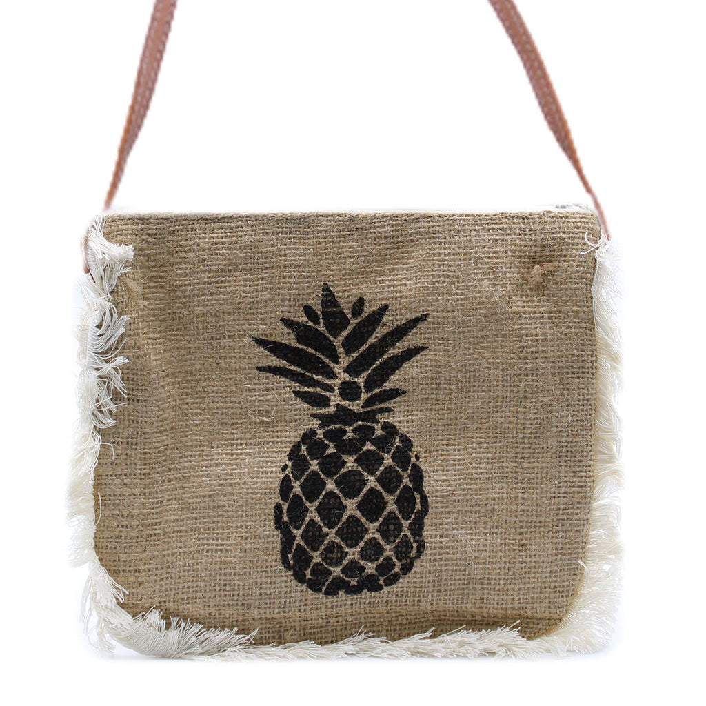 Sac en Jute Brodé Ananas | Artisanat Balinais | Style Tropical & Bohème