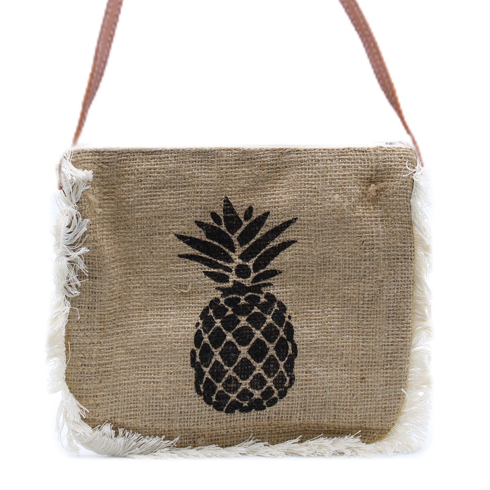 Sac en Jute Brodé Ananas | Artisanat Balinais | Style Tropical & Bohème