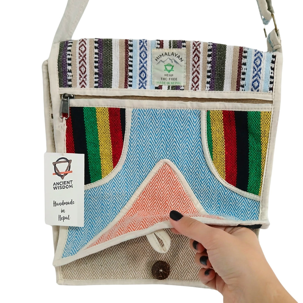 Sacoche Ordinateur Portable en Chanvre – Triangle | Messenger Artisanal Népal
