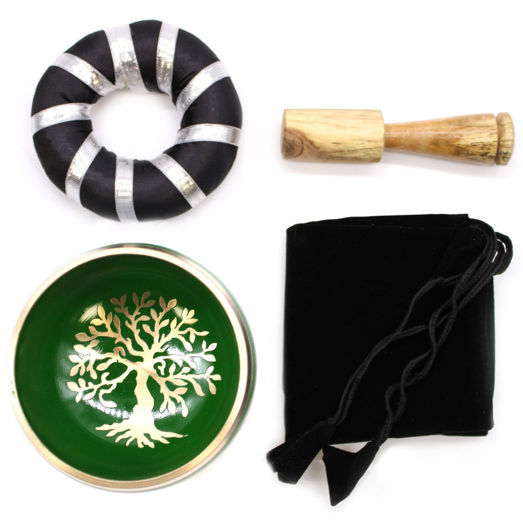 * Coffret de bol chantant vert Arbre de vie, 10,7 cm