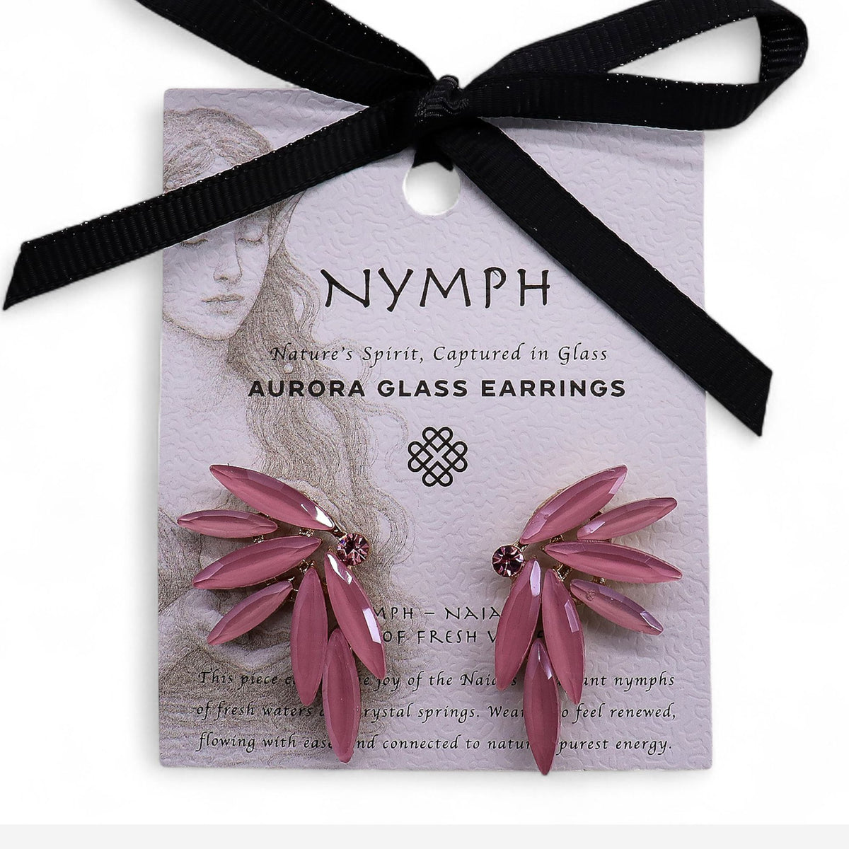 * Boucles d’oreilles fées en verre vintage rose pâle