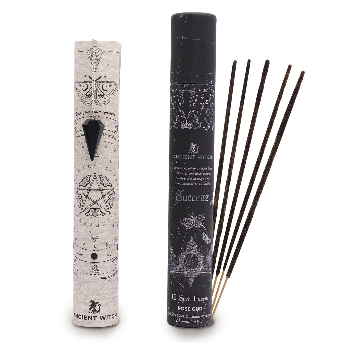 Encens rituel Ancient Witch – Réussite – Pendule en obsidienne noire