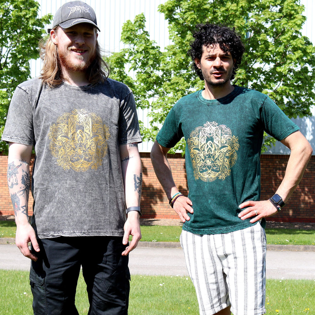 * T-Shirt en Coton Délavé Nomad Sari – Hamsa – Gris Foncé – XL