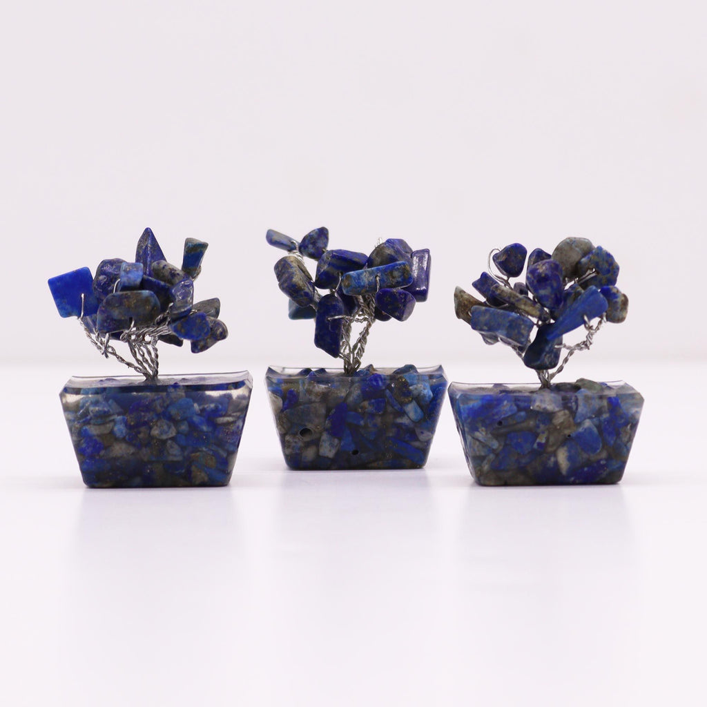 Mini Arbres en Pierres Précieuses sur Base d'Orgonite – Sodalite (15 pierres)