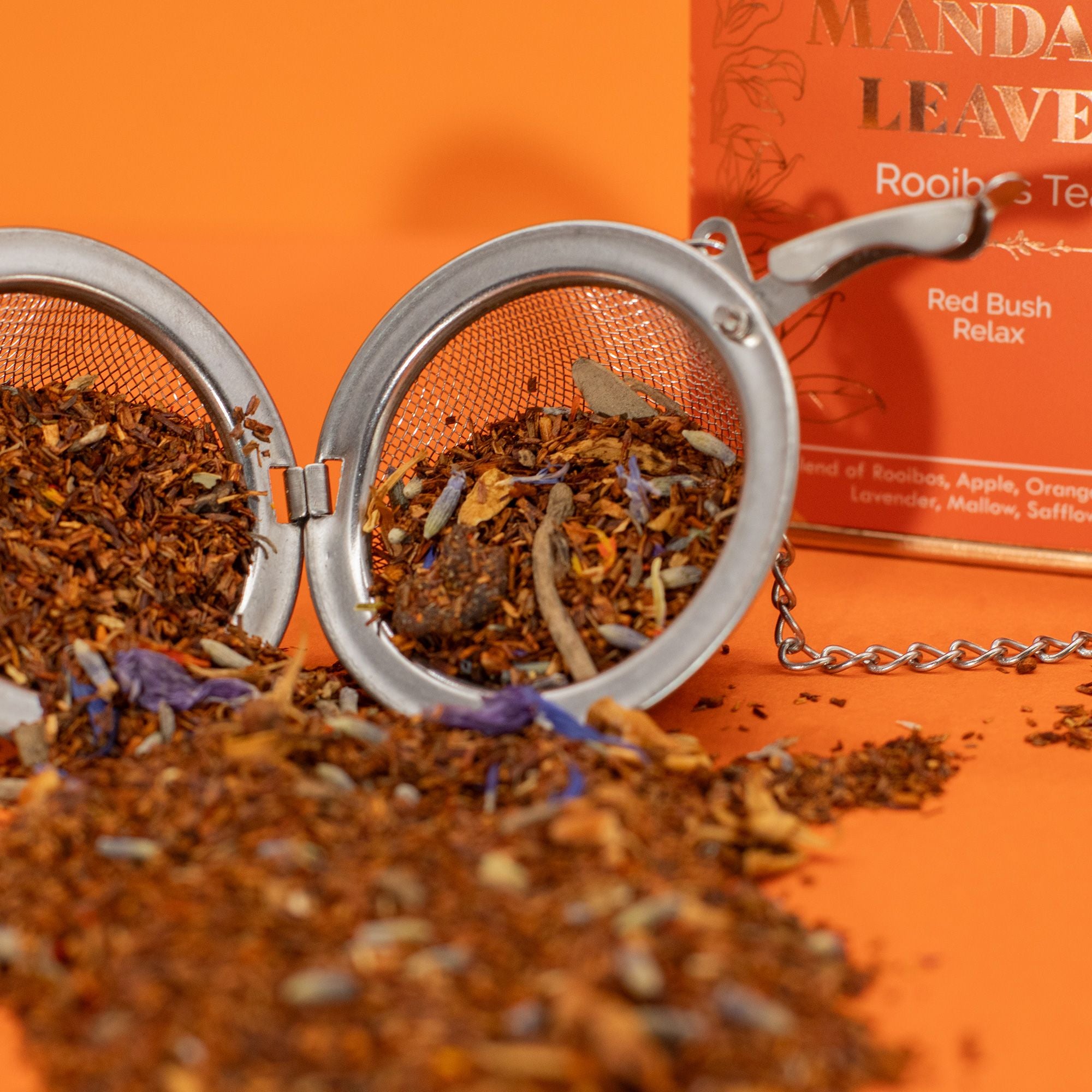 Red Bush Relax Tea 50g – Infusion Rooibos Lavande Fleur d’Oranger Valériane | Boîte Métallique