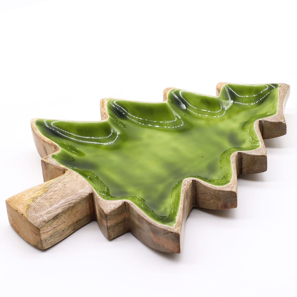 * Perdu dans la forêt – Bol en bois émaillé en forme de sapin – 25 × 19 cm