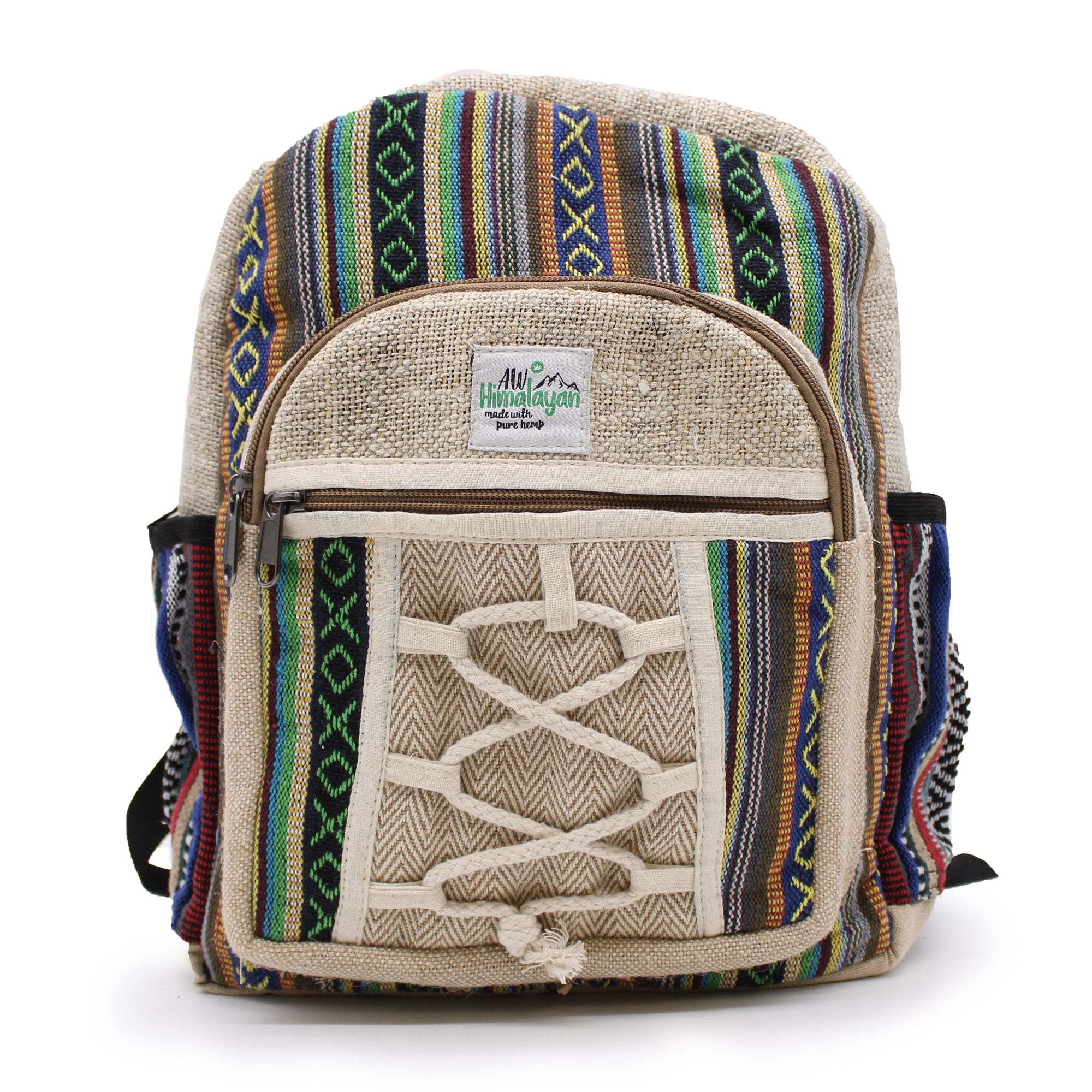 Petit Sac à Dos en Chanvre – Style Corde & Poches | Artisanal Népal