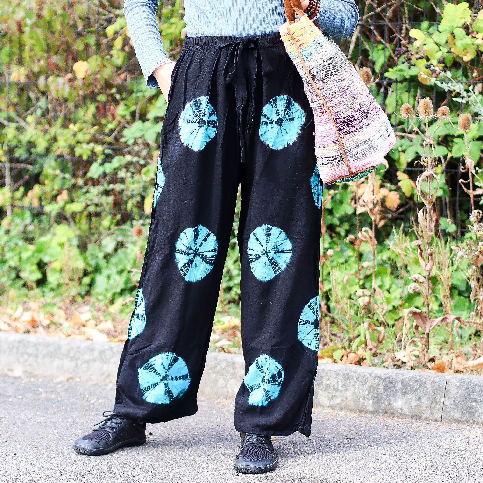 Pantalon de Détente Style Japonais – Noir & Bleu – M