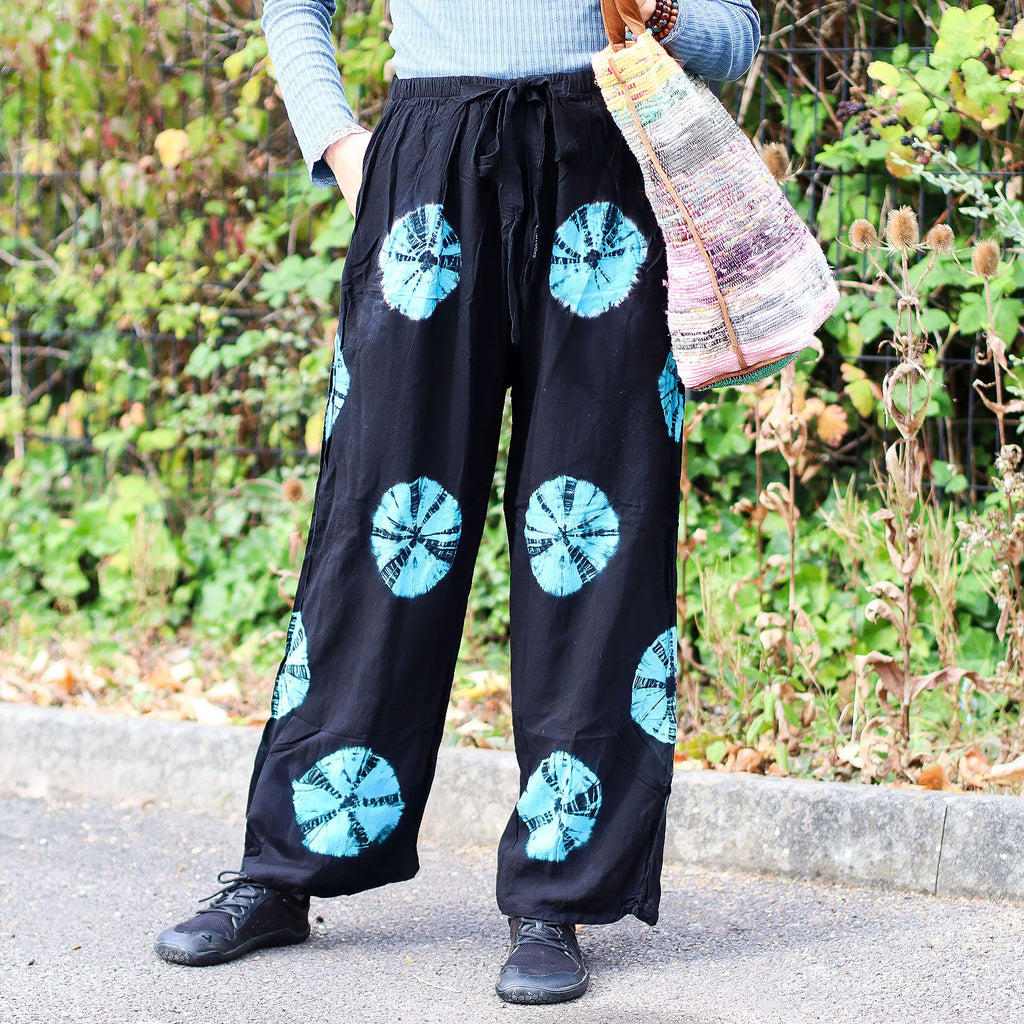 Pantalon de Détente Style Japonais – Noir & Bleu – L
