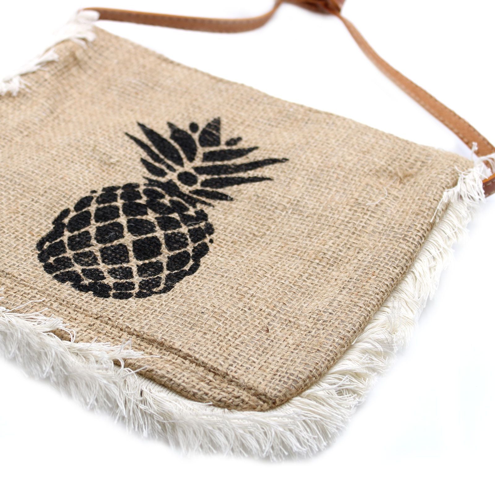 Sac en Jute Brodé Ananas | Artisanat Balinais | Style Tropical & Bohème