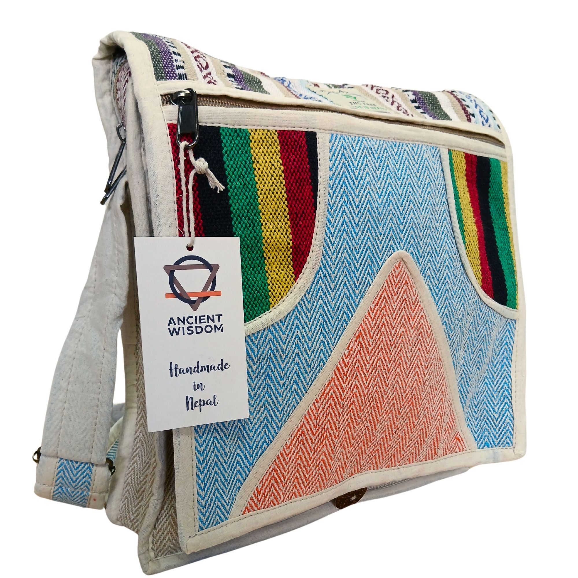 Sacoche Ordinateur Portable en Chanvre – Triangle | Messenger Artisanal Népal