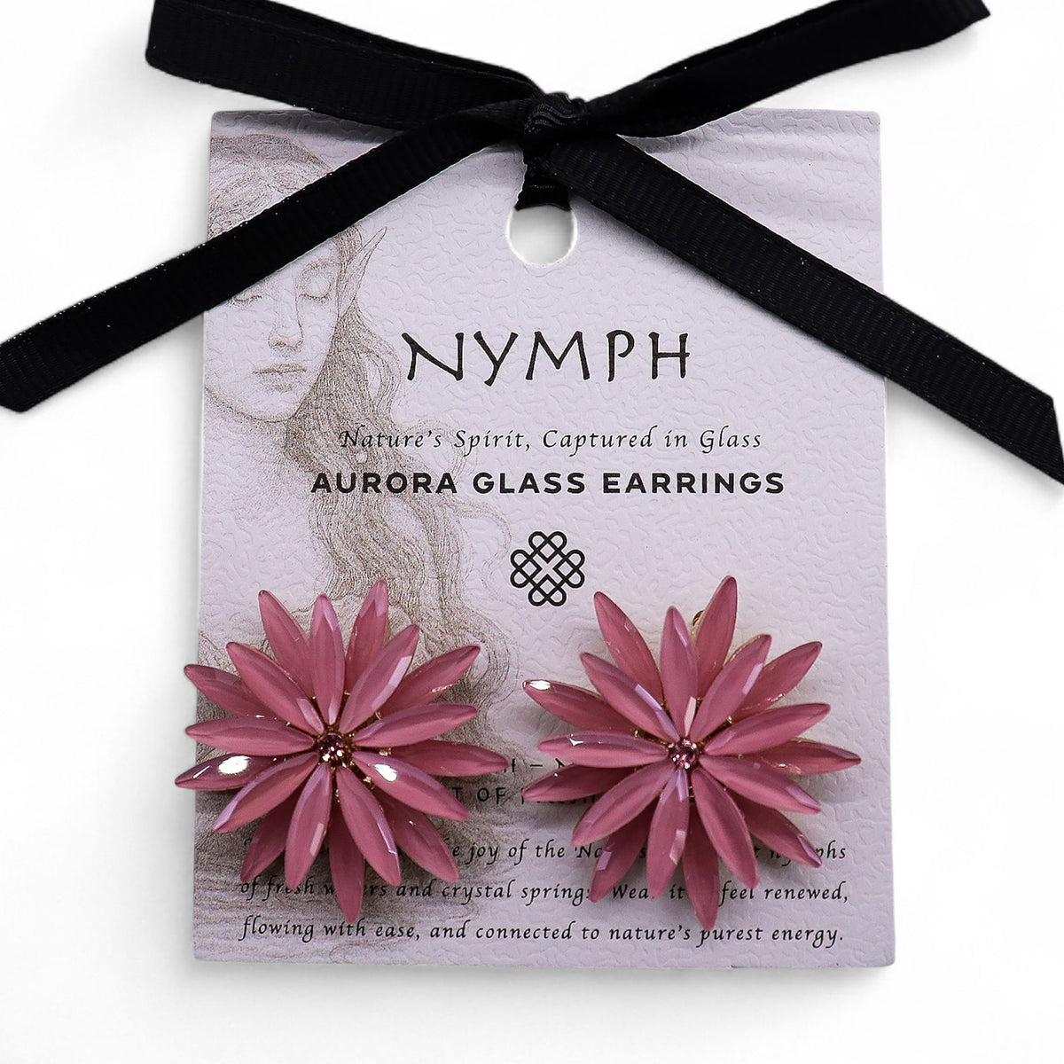 * Boucles d’oreilles fleurs en verre vintage rose pâle