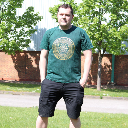 * T-Shirt en Coton Délavé Nomad Sari – Chakra – Vert – XL