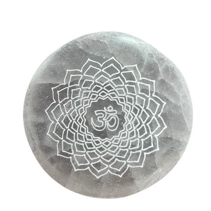 Lot de 7 plaques de rechargement en sélénite, motifs chakras
