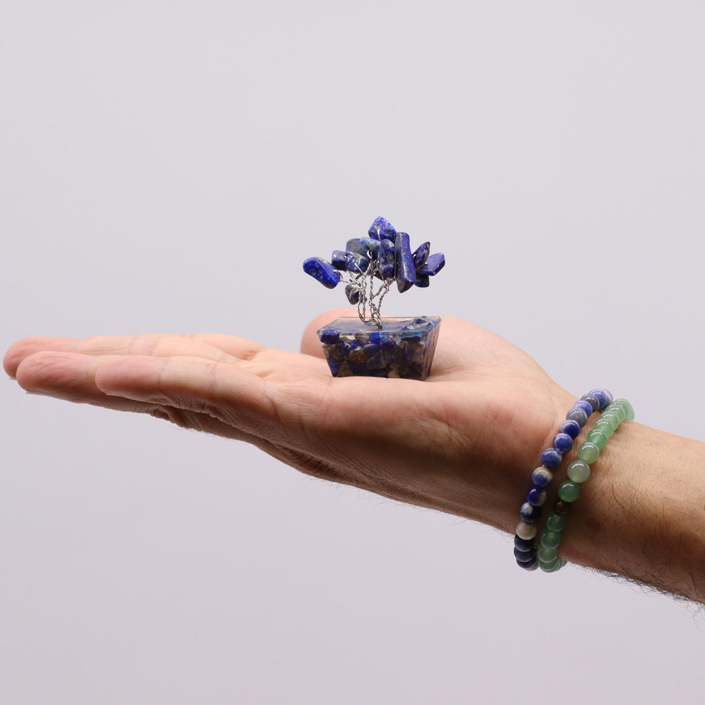 Mini Arbres en Pierres Précieuses sur Base d'Orgonite – Sodalite (15 pierres)