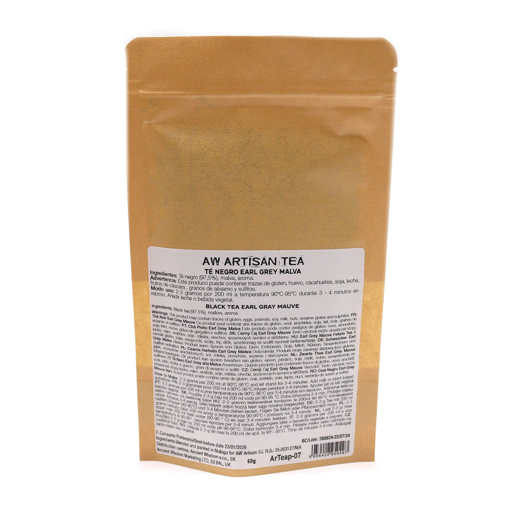 Earl Grey Préféré de Merlin 50g – Thé Noir Bergamote & Mauve | Sachet Artisanal