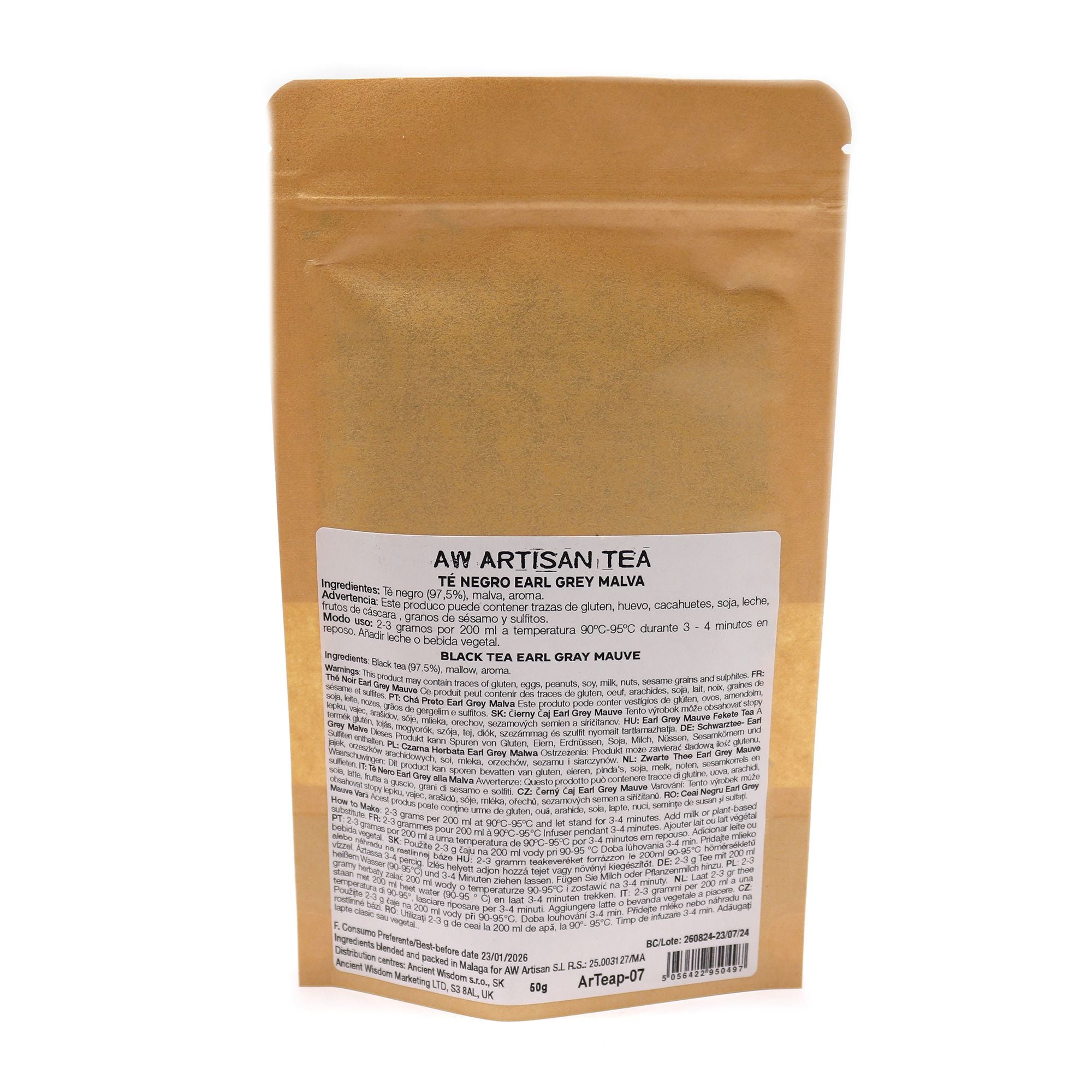 Earl Grey Préféré de Merlin 50g – Thé Noir Bergamote & Mauve | Sachet Artisanal